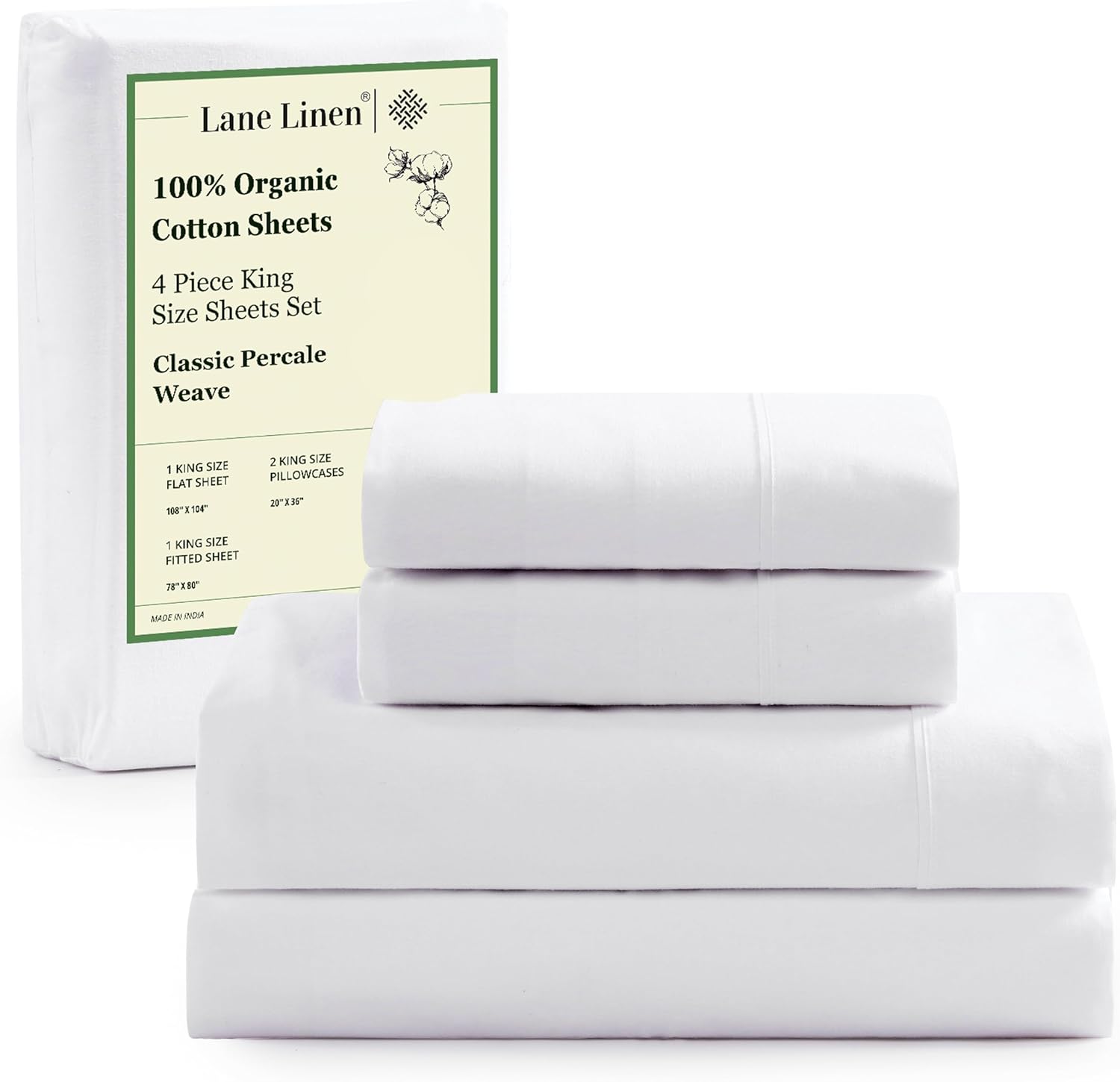LANE LINEN 100% Organic Sheets - King Size