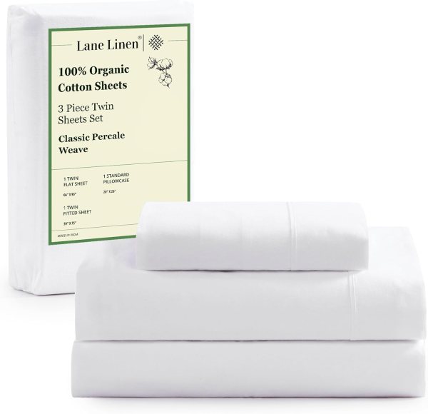 LANE LINEN Organic Cotton Twin Size Sheets