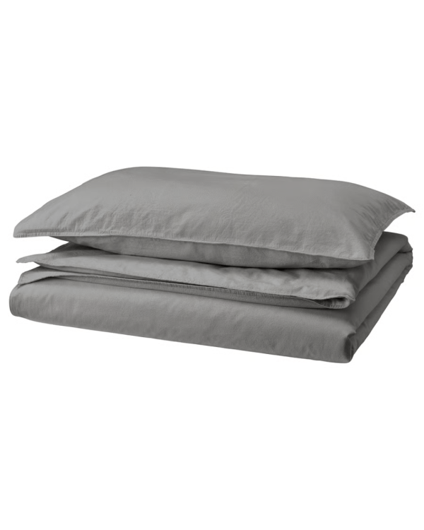 ÄNGSLILJA Duvet cover and pillowcase(s), gray,