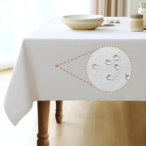 Rectangle Linen Blend White Tablecloth