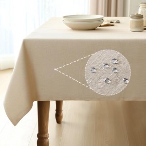 Rectangle Linen Style Tablecloth Waterproof
