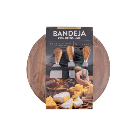 Acadia Wood Cheese Board with Utensils