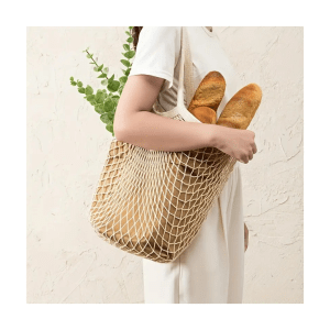 Beige Mesh Shopping Bags