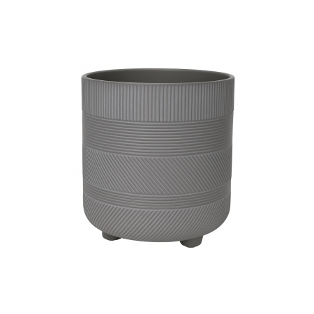 Grey Ribbed Plant Pot