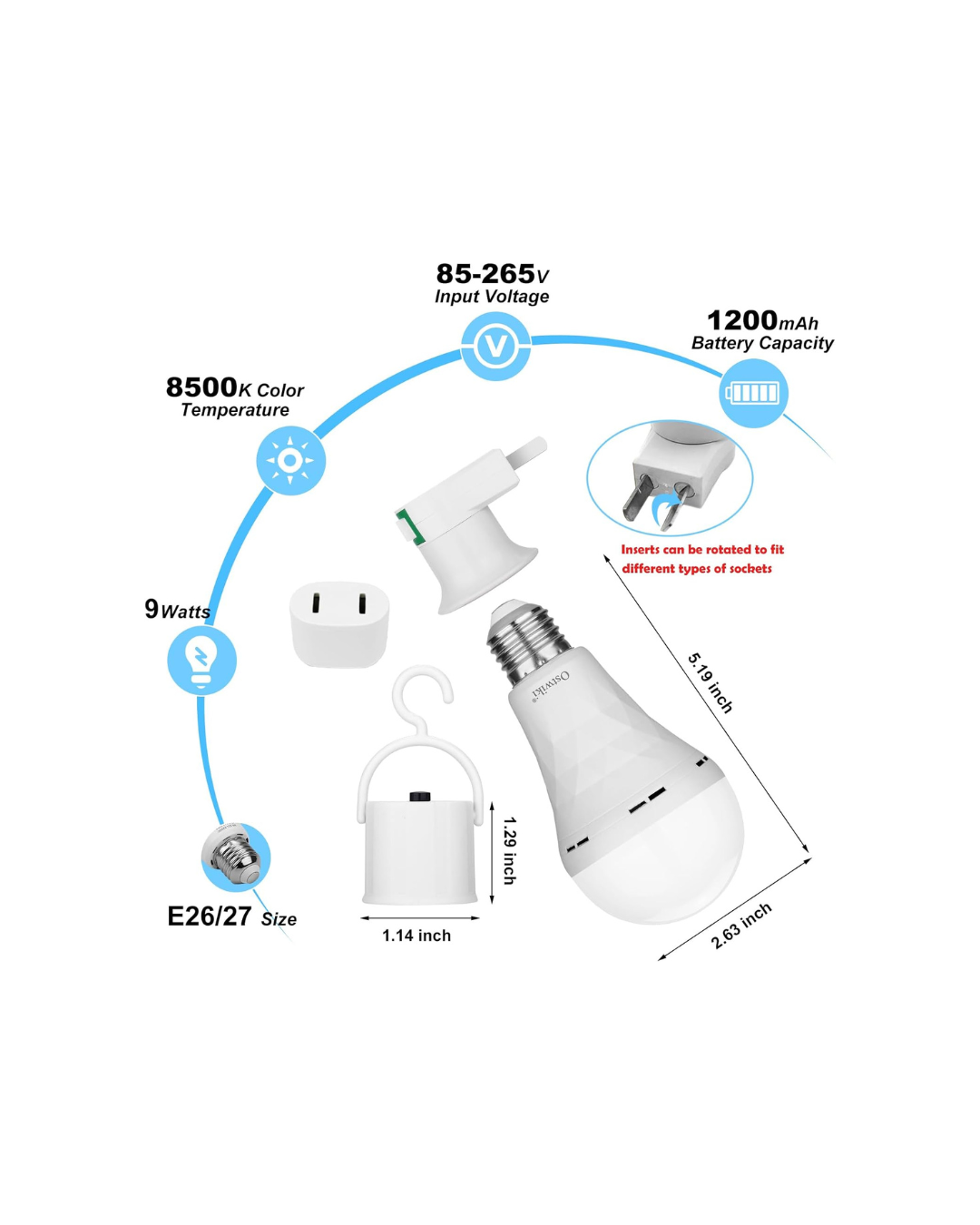 Rechargeable Emergency Light Bulb_3000K