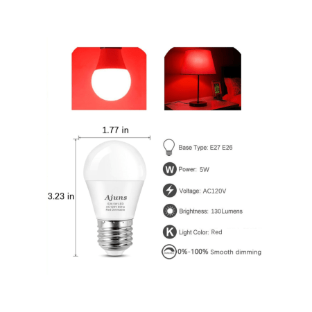 Red Sleep Light Bulb Dimmable, 100% Blue Light Blocking Bulb