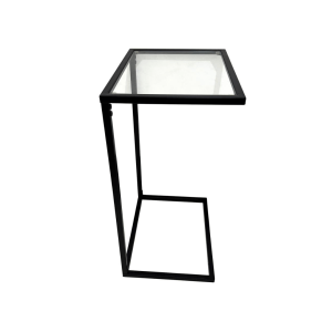 Metal Side Table with Glass Top