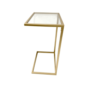 Metal Side Table with Glass Top Gold